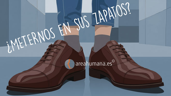 Ilustración de unos zapatos de vestir marrones, una representación visual de la empatía al ponerse en los zapatos del otro